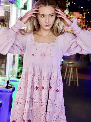 LOVESHACKFANCY ラブスハックファンシー ブラウス サイズ:8 Freja Dress/Lavender Fields D1071-721   ピンク レディース / 240001163121 LoveShackFancy Freja Long Sleeve Mini Dress - Lavender Fields