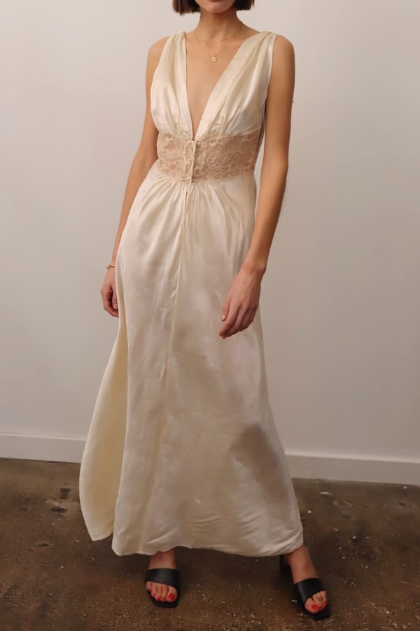 Dear Society Vintage 1930s Satin Gown - Cream | Garmentory
