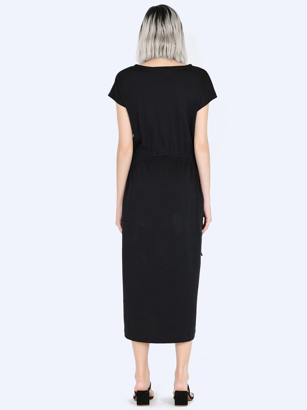 Vince Popover V Neck Tiered Dress - Black | Garmentory