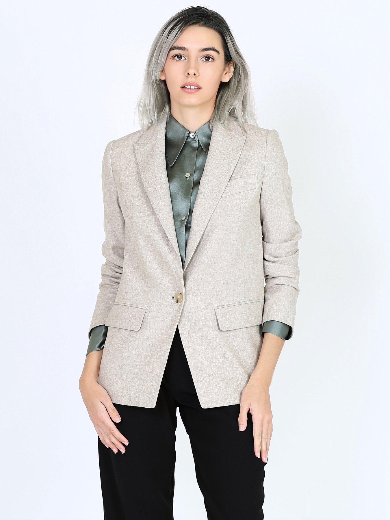Vince Wool Flannel Boyfriend Blazer Oatmeal Garmentory