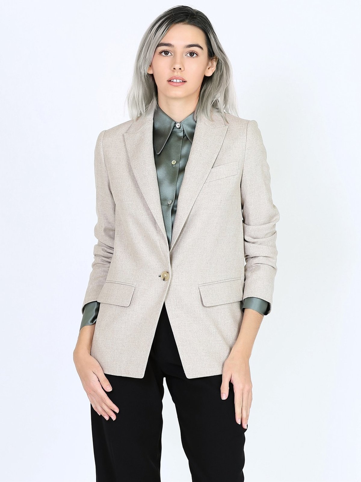 Vince Wool Flannel Boyfriend Blazer Oatmeal Garmentory