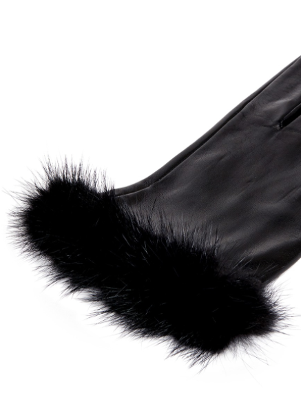 Georges Morand Mink Trim Leather Gloves Georges Morand Mink Trim Leather Gloves