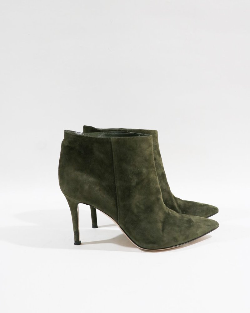 pre-loved] Gianvito Rossi Suede Ankle Boots Olive Garmentory