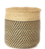 Swahili African Modern Iringa Stripe Weave Basket - Natural/Black - Thumbnail 3