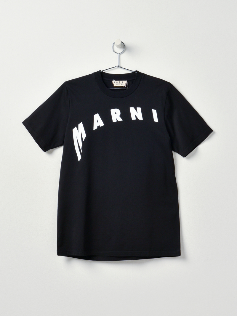 ★MARNI★ Slogan Print Short Sleeve T-Shirt Black HUMU0275XP Marni slogan-print Cotton T-shirt | Black | FARFETCH