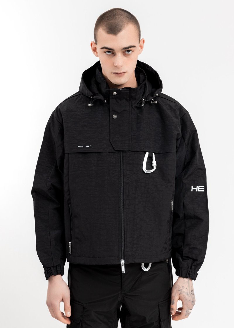 Heliot Emil Track Jacket with Removable Hood - Black | Garmentory