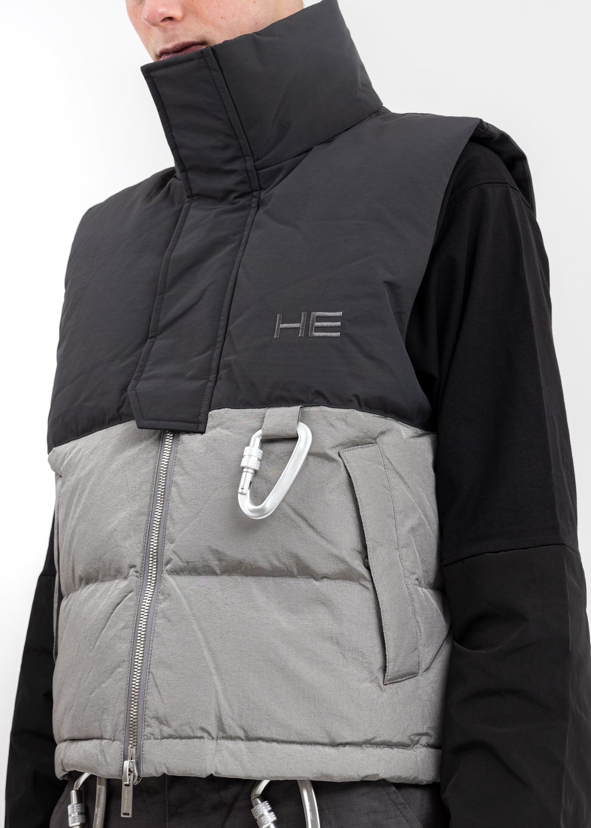 Heliot Emil Carabiner Down Vest - Grey | Garmentory