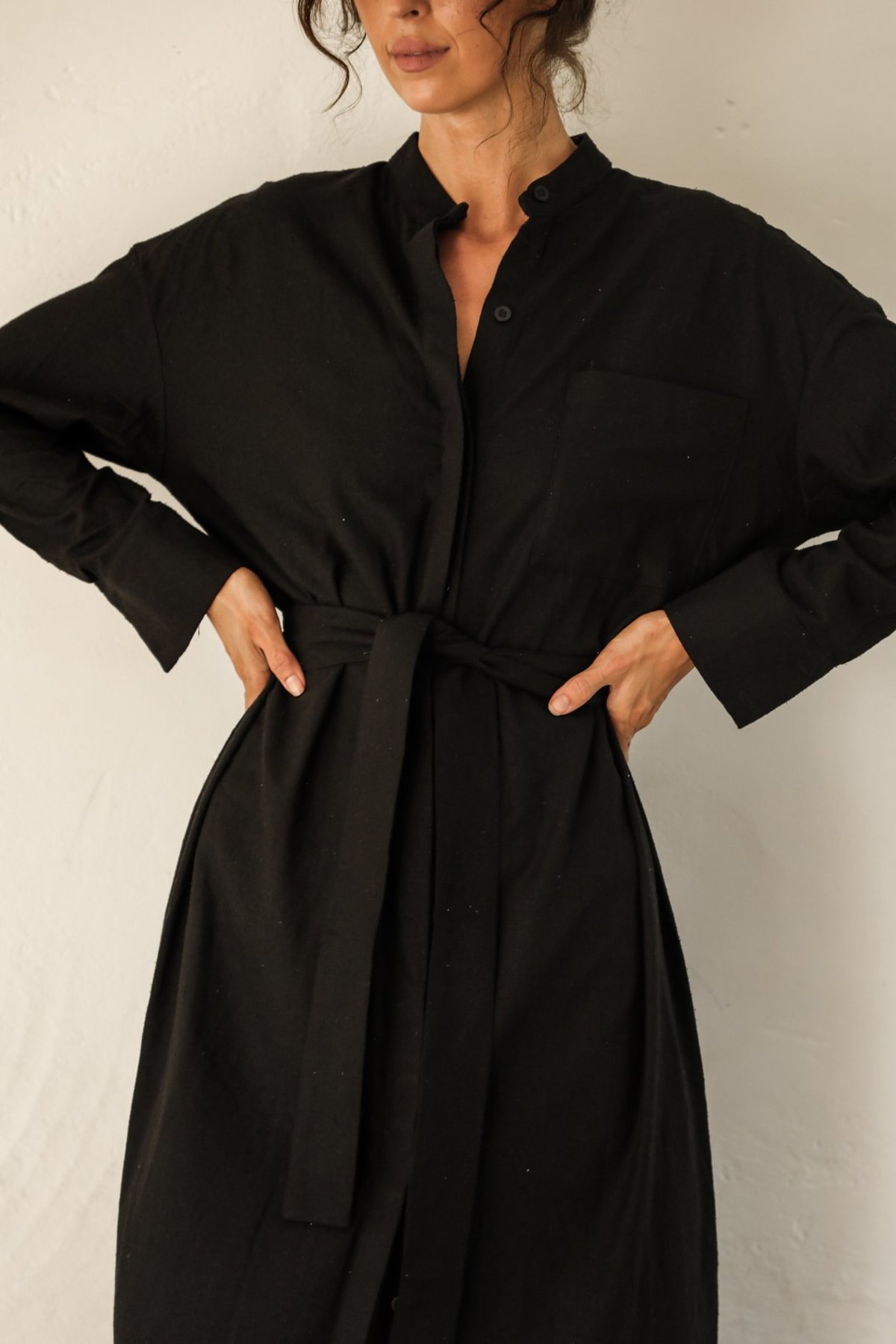 BAHHGOOSE INGE BUTTON UP belt robe - black - Image 2 of 5
