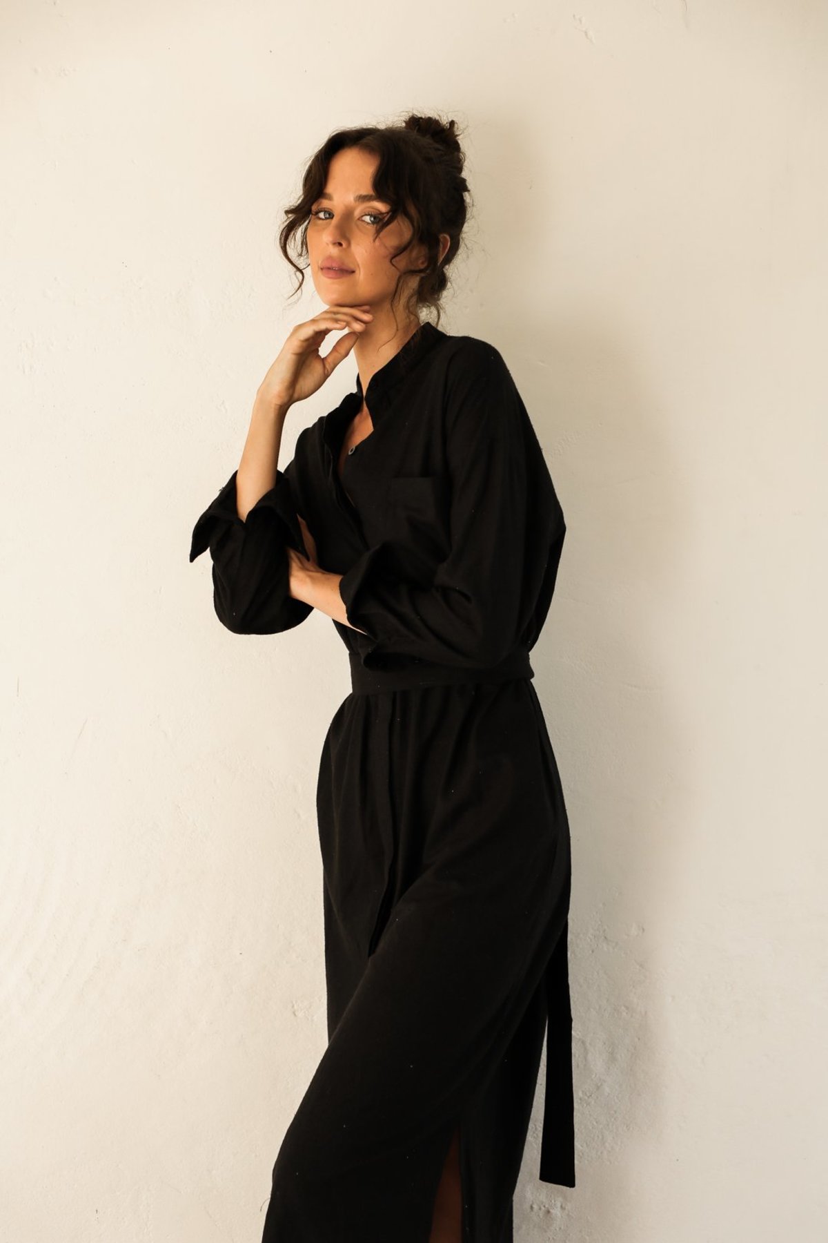 BAHHGOOSE INGE BUTTON UP belt robe - black - Image 3 of 5