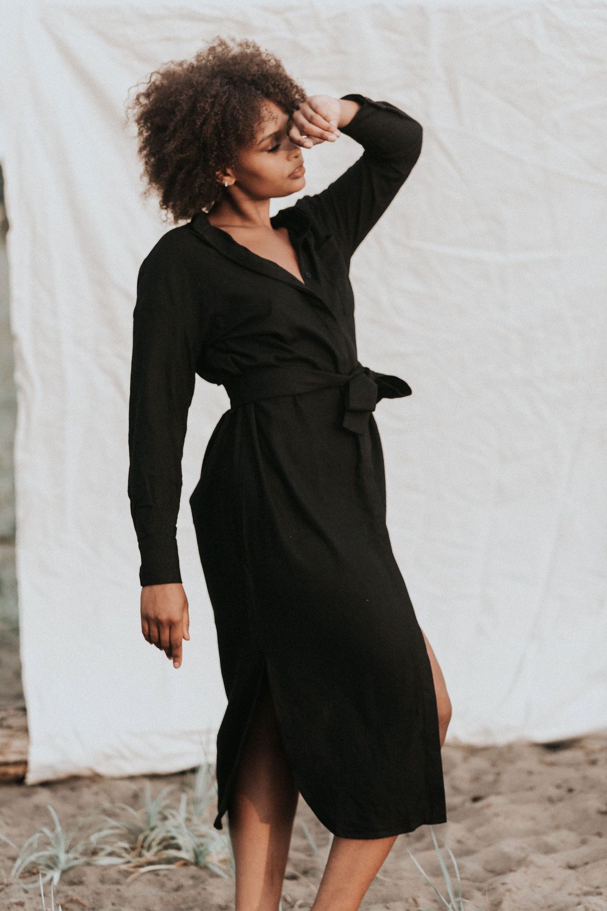 BAHHGOOSE INGE BUTTON UP belt robe - black - Image 5 of 5