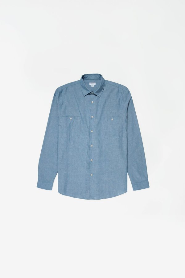 Sunspel Japanese selvedge chambray overshirt - blue Sunspel Japanese selvedge chambray overshirt - blue