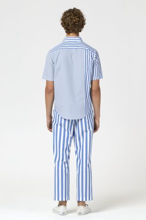VIKTOR & ROLF MISTER MISTER Stripe Patchwork Shirt - Blue | Garmentory