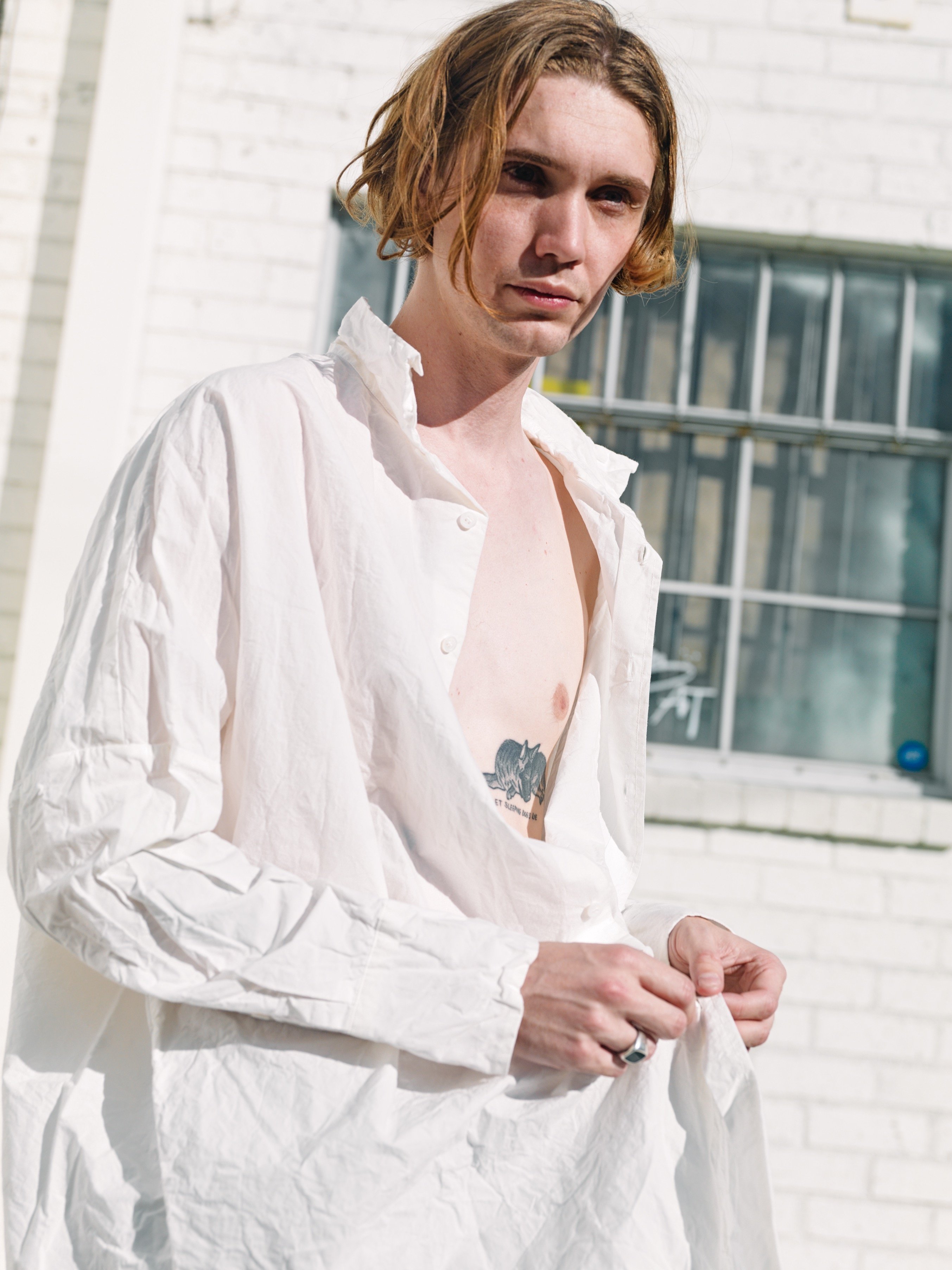 トップス CASEY CASEY paper shirt s white Casey Casey Paper Cotton Long Sleeve Odemania Shirt - White