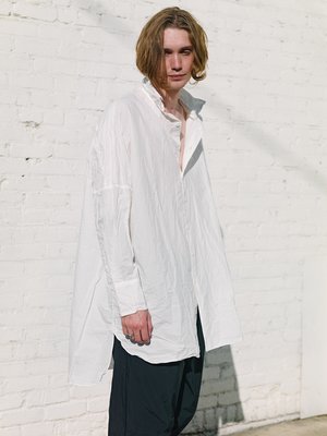 Casey Casey Paper Cotton Long Sleeve Odemania Shirt - White