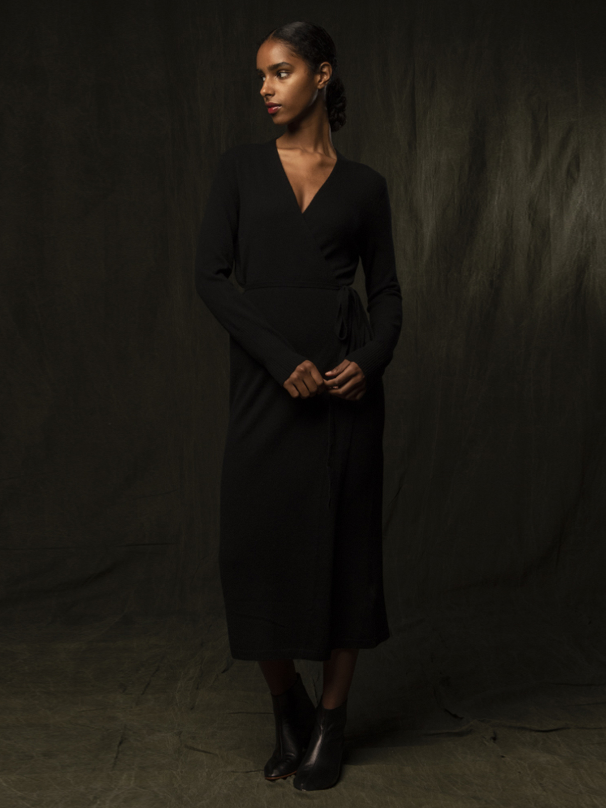 cashmere dress black RIXO Elliette Cashmere-Blend Black main image 0