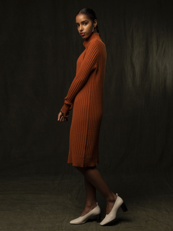 Pure Cashmere NYC Rib Turtleneck Dress 