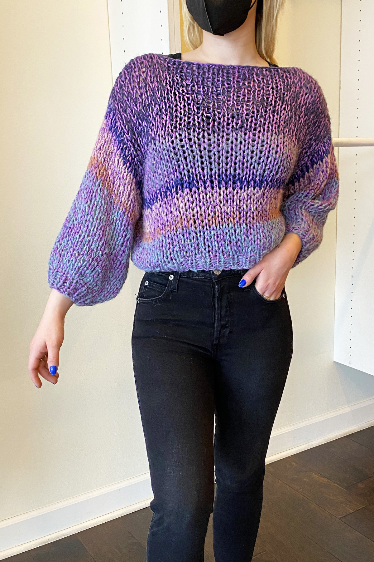 Maiami Melange Big Sweater - Lilac Melange Stripes - Image 2 of 5