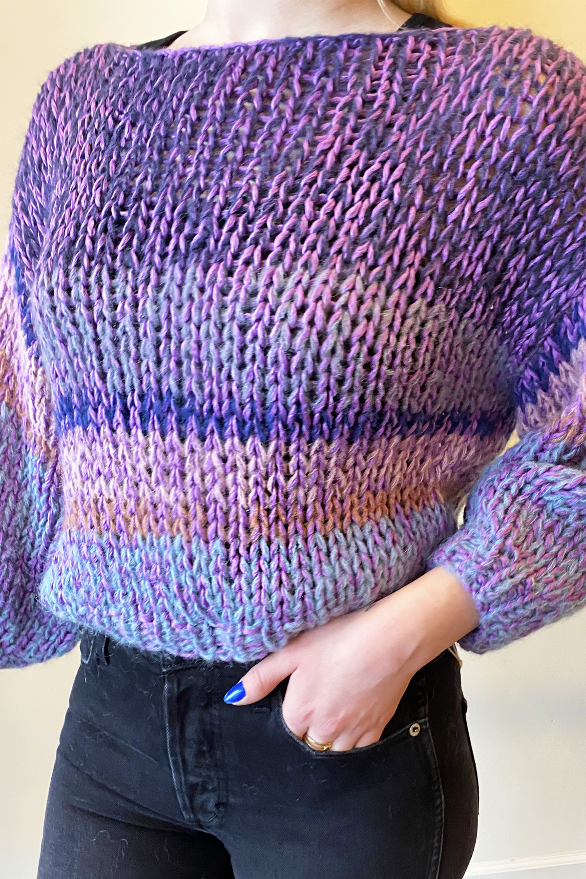 Maiami Melange Big Sweater - Lilac Melange Stripes - Image 3 of 5