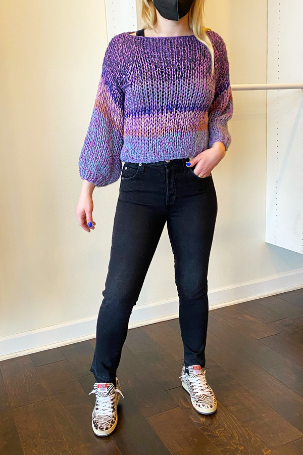 Maiami Melange Big Sweater - Lilac Melange Stripes