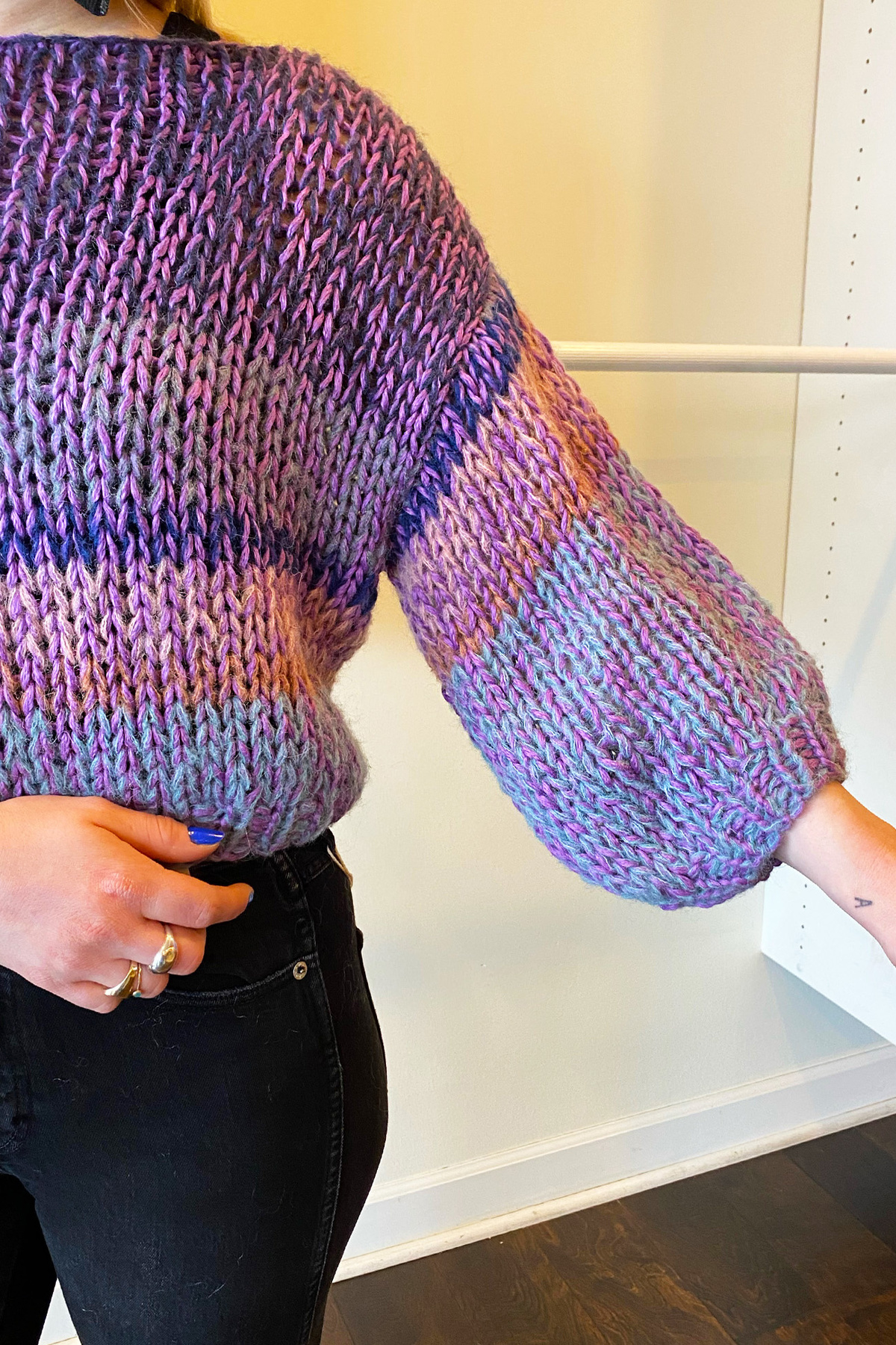 Maiami Melange Big Sweater - Lilac Melange Stripes - Image 4 of 5