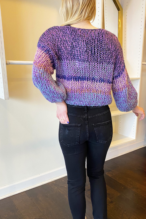 Maiami Melange Big Sweater - Lilac Melange Stripes