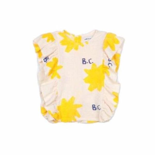 kids bobo choses sparkle allover ruffle woven top - cream/yellow kids bobo choses sparkle allover ruffle woven top - cream/yellow