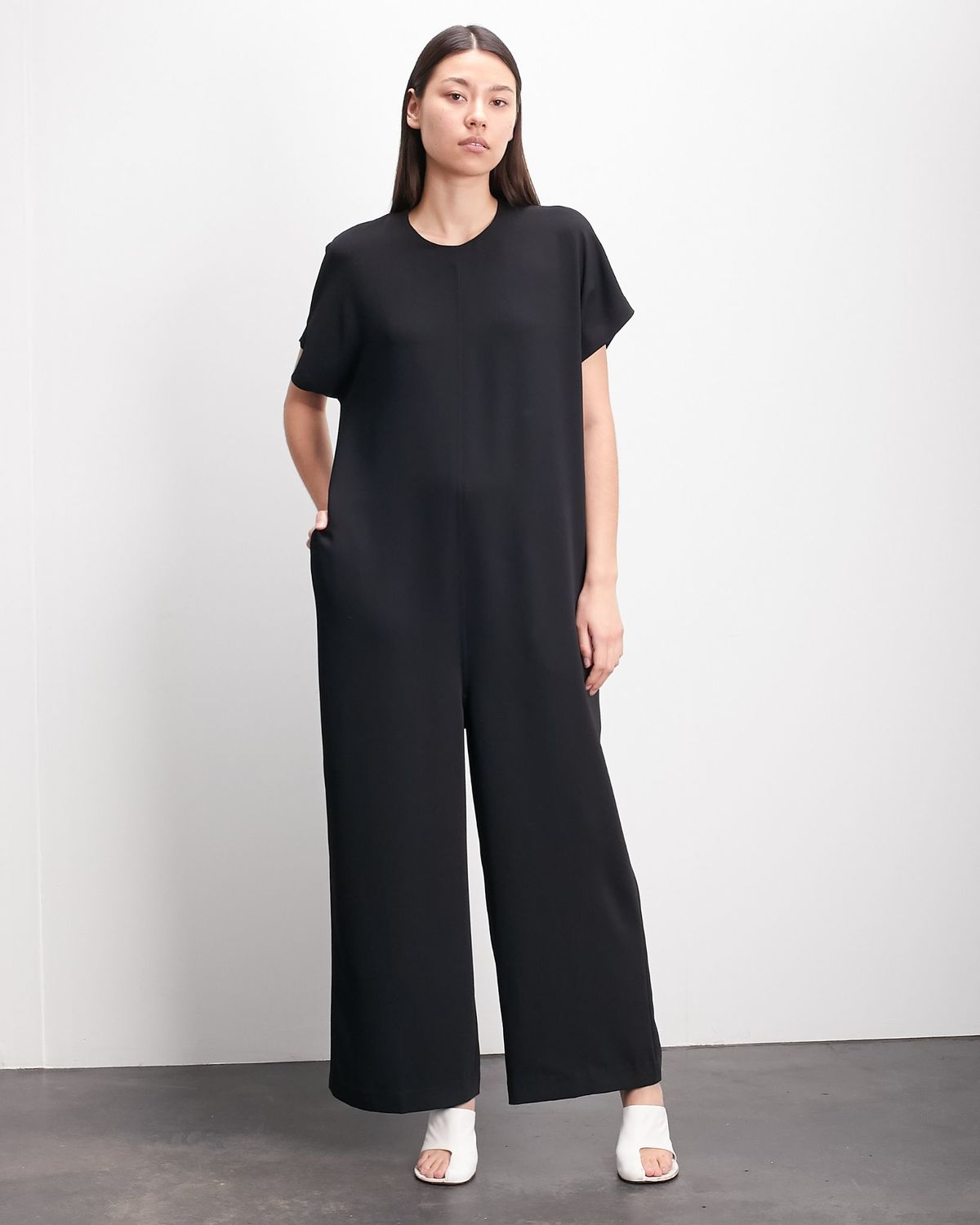Roucha Jolee Crewneck Short Sleeve Drape Jumpsuit - Image 1 of 14
