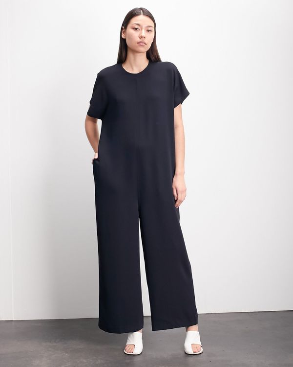 Roucha Jolee Crewneck Short Sleeve Drape Jumpsuit