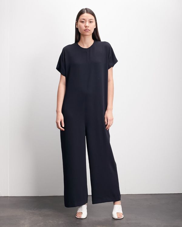 Roucha Jolee Crewneck Short Sleeve Drape Jumpsuit