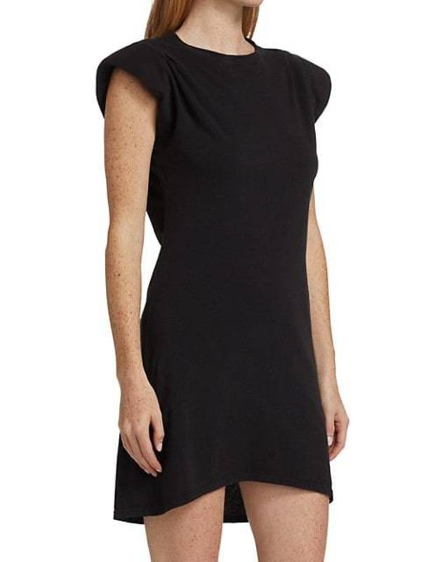FRAME Denim Padded Shoulder Dress - Noir | Garmentory FRAME Denim Padded Shoulder Dress - Noir | Garmentory