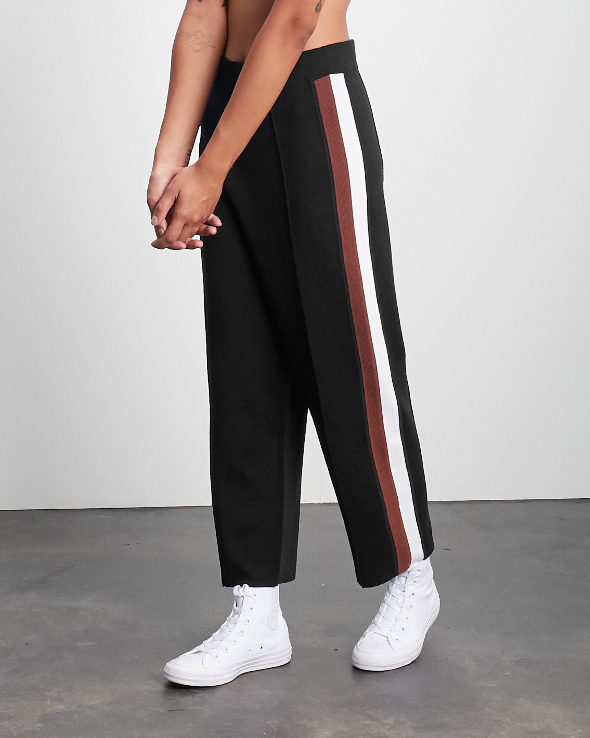 rolarola★DETACHABLE STRIPE KNIT TIED-UP LEGGINGS_LS-20564 Multi Stripe Cotton Blend Sweater Tights – MeMoi