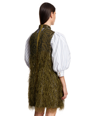 ganni green feather dress Astra Gown