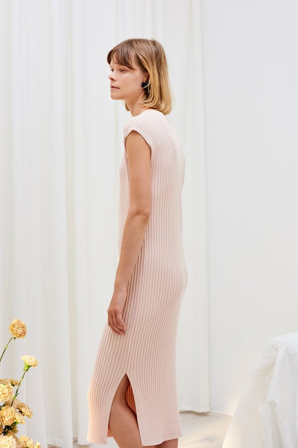 chinese dress ladies Baby Pink Tank-Style Drop Waist Midi Dress – The Shopaholic main image 1