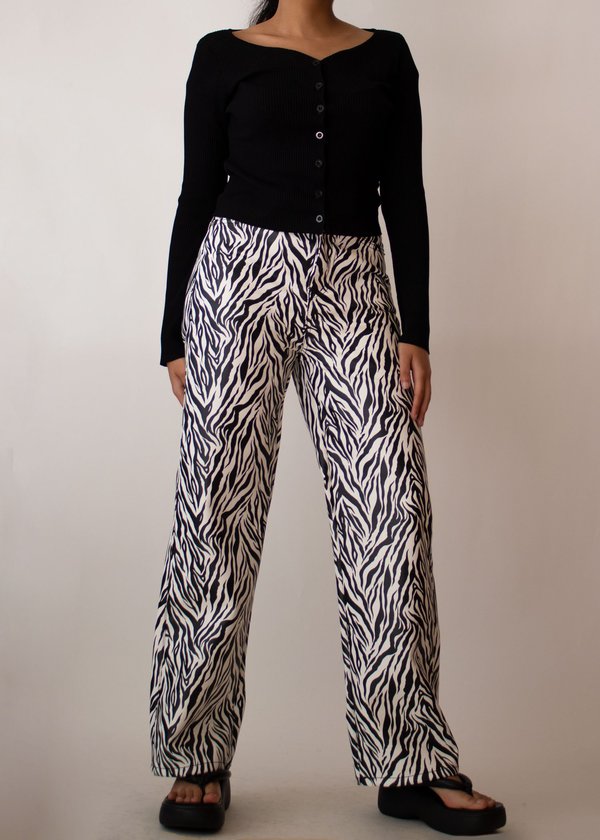 W A N T S Zebra Straight Leg Faux Leather Pants W A N T S Zebra Straight Leg Faux Leather Pants