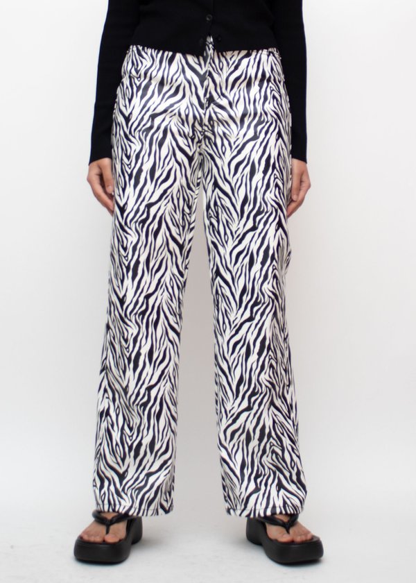 W A N T S Zebra Straight Leg Faux Leather Pants W A N T S Zebra Straight Leg Faux Leather Pants