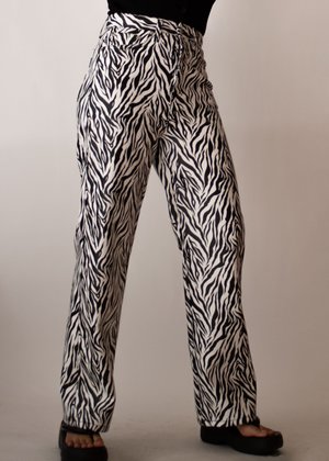 W A N T S Zebra Straight Leg Faux Leather Pants W A N T S Zebra Straight Leg Faux Leather Pants