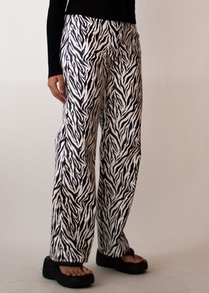 W A N T S Zebra Straight Leg Faux Leather Pants W A N T S Zebra Straight Leg Faux Leather Pants