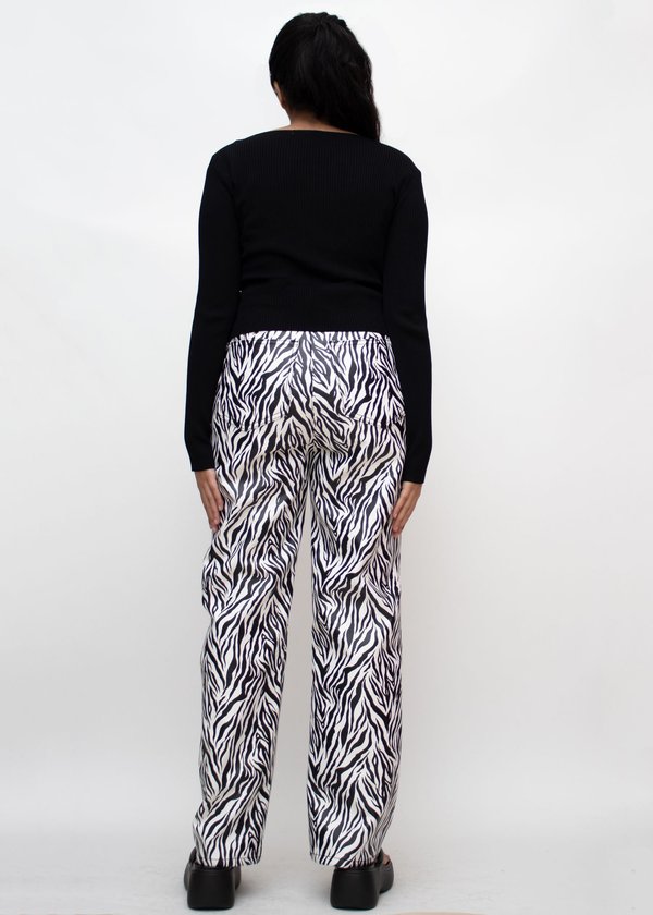 W A N T S Zebra Straight Leg Faux Leather Pants W A N T S Zebra Straight Leg Faux Leather Pants