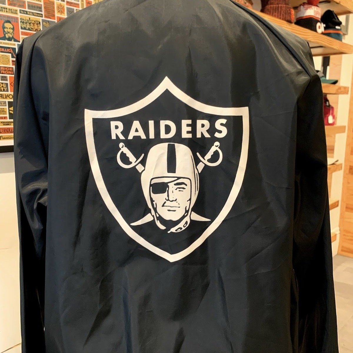 Vintage Deadstock 80S Nylon Raiders Coach Jacket - black/white