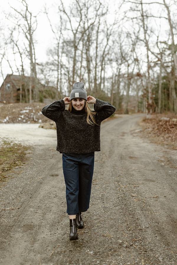 Ena Mock Neck Cropped Wide Sleeve Sweater - Grey - OS Ena Mock Neck Cropped Wide Sleeve Sweater - Grey - OS