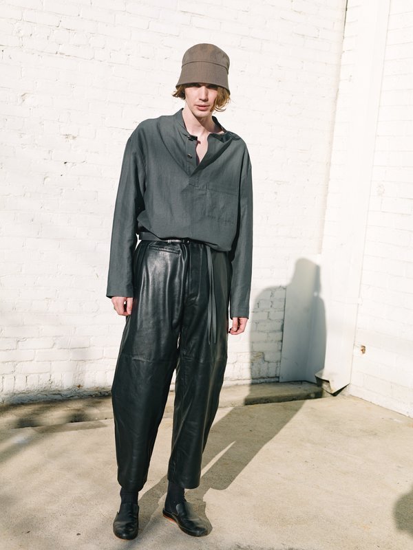 Lemaire Dark Stone Technical Linen Cotton Smock Top - Grey