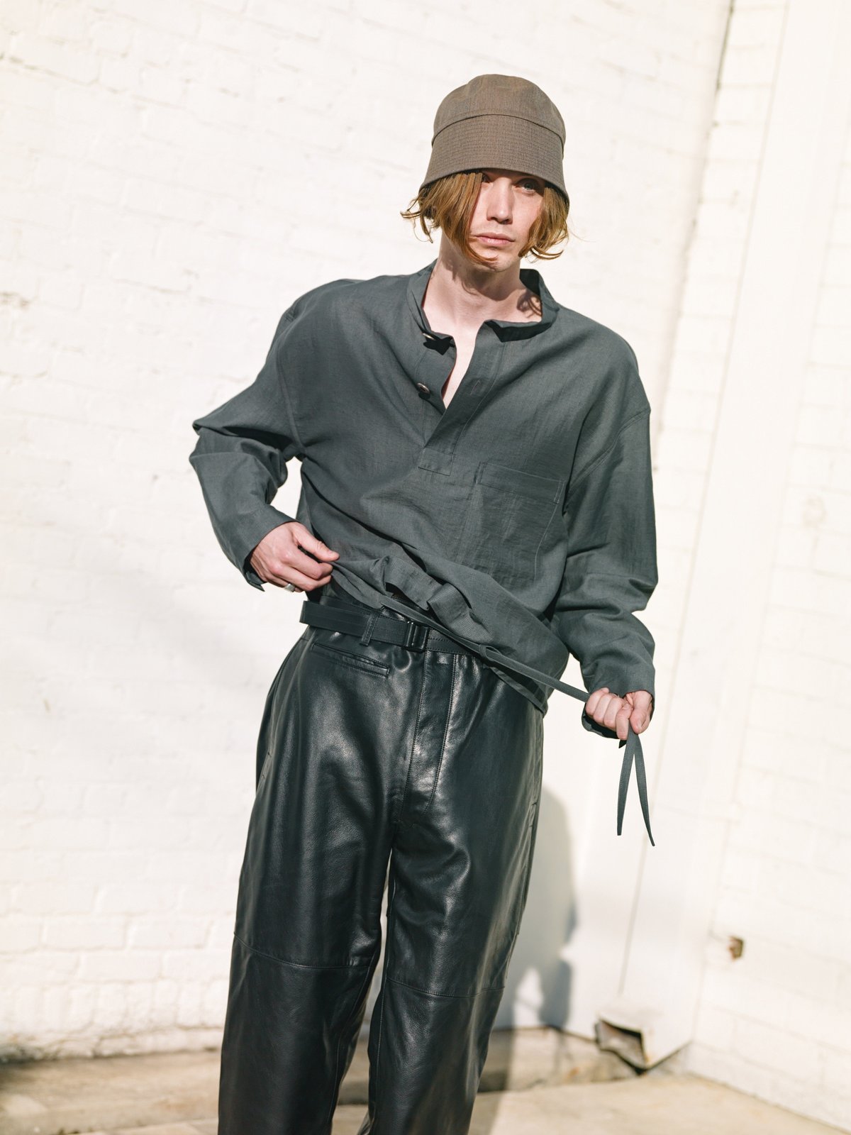 Lemaire Dark Stone Technical Linen Cotton Smock Top - Grey