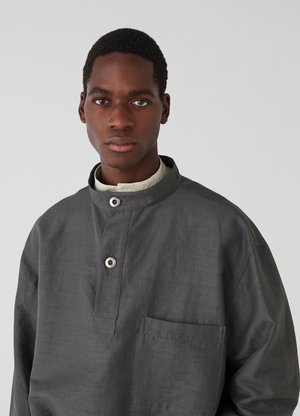 Lemaire Dark Stone Technical Linen Cotton Smock Top - Grey