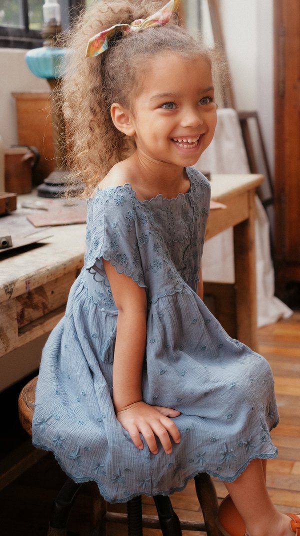 kids Louise Misha Leilani Dress - Storm Plumetis kids Louise Misha Leilani Dress - Storm Plumetis