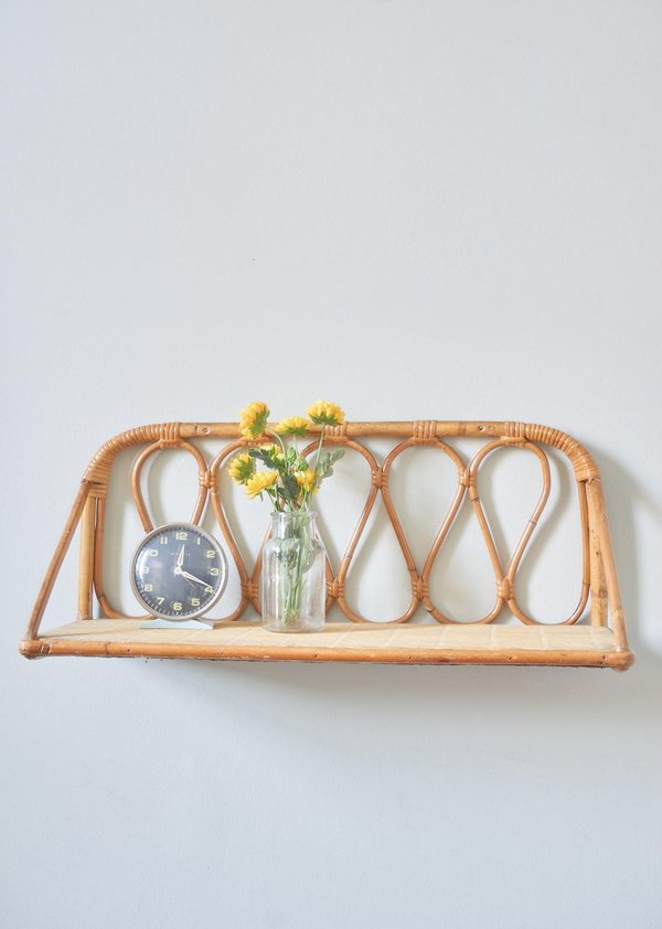 Vintage Bamboo and Rattan Shelf Vintage Bamboo and Rattan Shelf