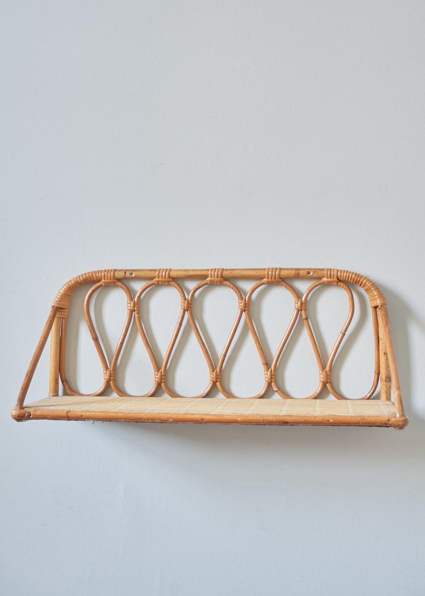 Vintage Bamboo and Rattan Shelf Vintage Bamboo and Rattan Shelf