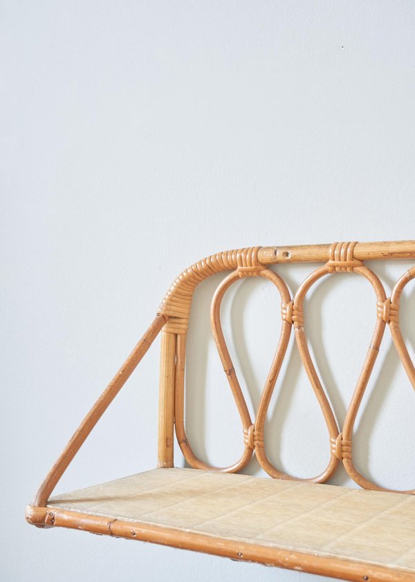Vintage Bamboo and Rattan Shelf Vintage Bamboo and Rattan Shelf