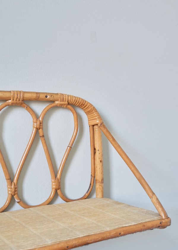 Vintage Bamboo and Rattan Shelf Vintage Bamboo and Rattan Shelf