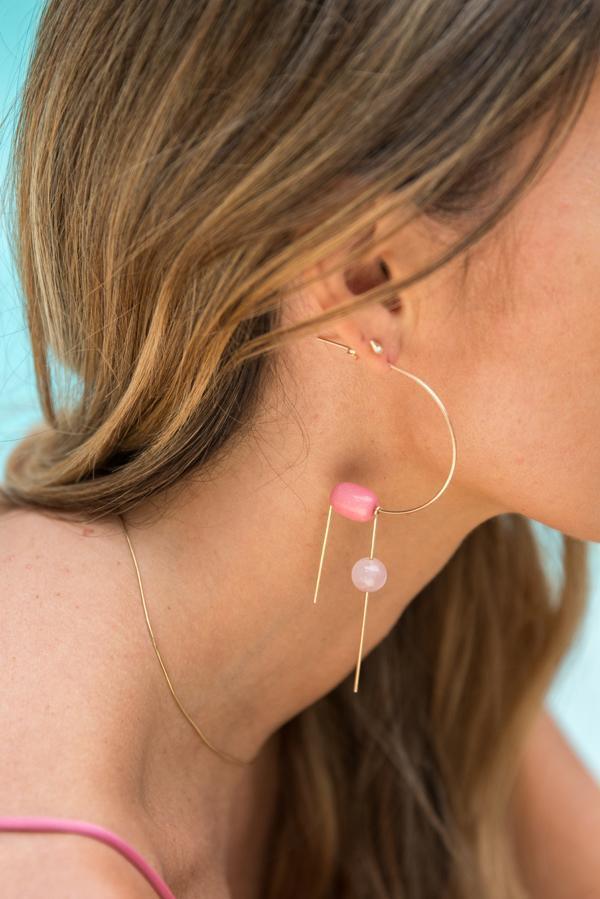 CIRCA EARRINGS / ROSE QUARTZ + RHODO CIRCA EARRINGS / ROSE QUARTZ + RHODO