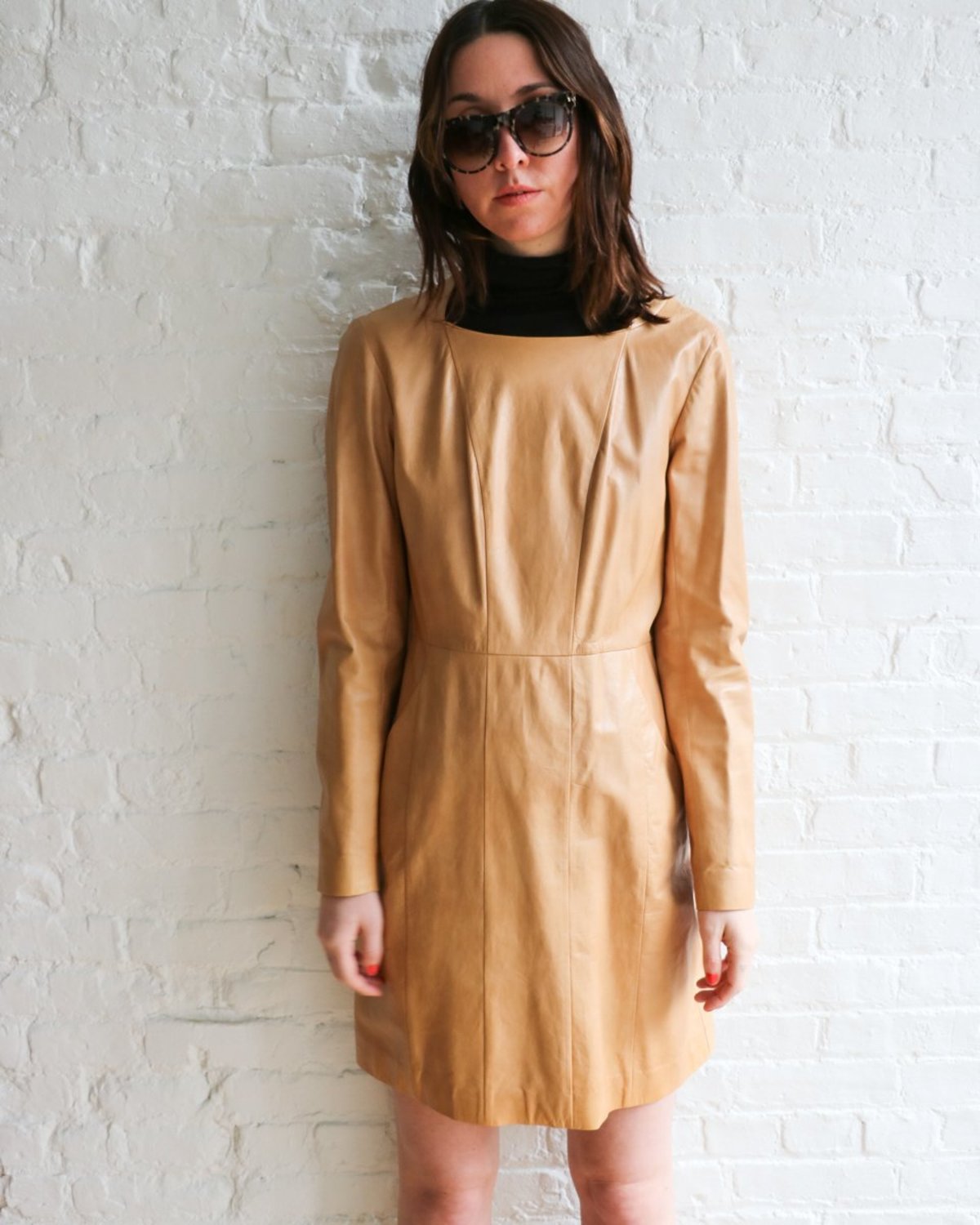 Chanel Beige Leather Dress, Size 42 | Garmentory